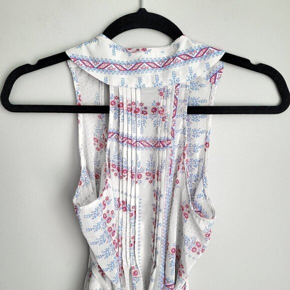 American Rag Sheer Floral Sleeveless Pleated Detail Boho Bottom Down Shirt Top - Picture 6 of 9